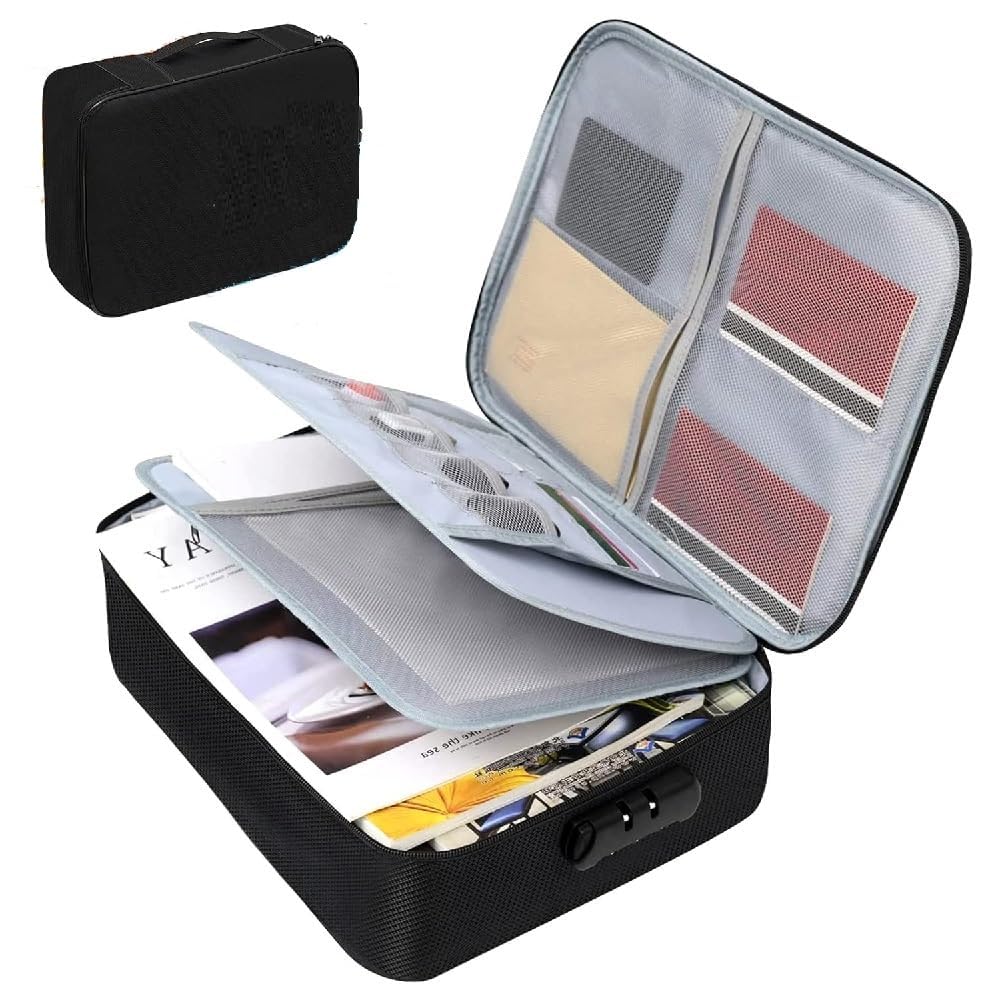 Document Bag - Waterproof Bag - Multi-layer Bag - Document Pouch - Lockable Pouch - Travel Document Organizer - Document Storage - Certificate Holder - File Organizer Bag (MultiColor)