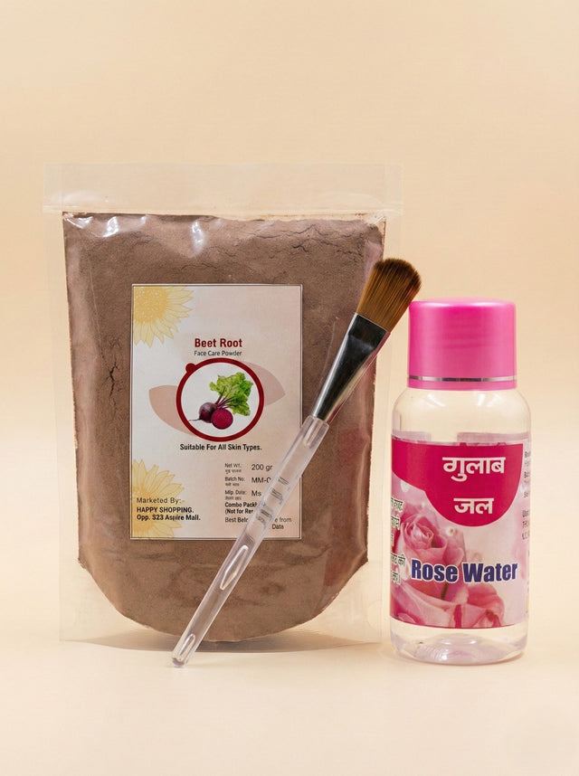 Beet Root Face Pack with Rose Water & Brush