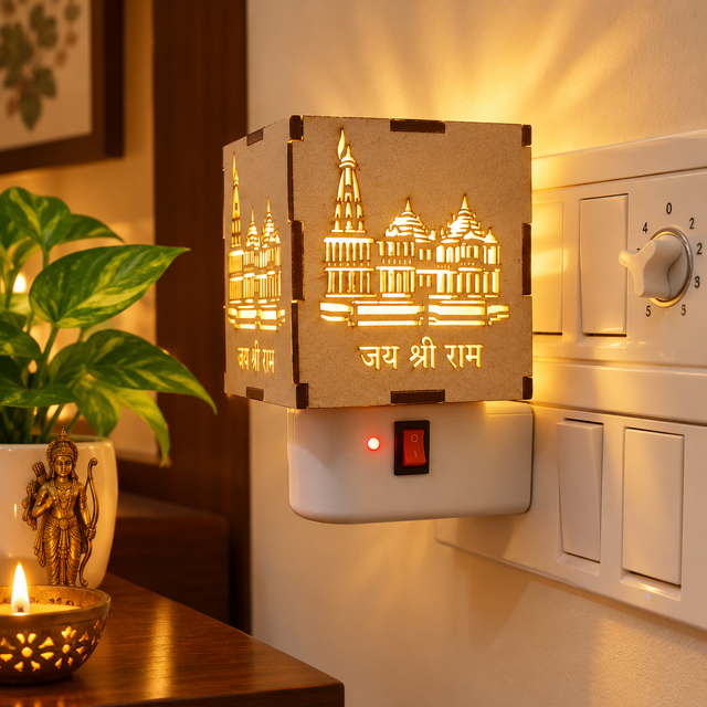 RAM MANDIR WOODEN NIGHT LAMP