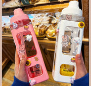 Kawaii Water Bottle with Lid and Straw (700 ml )