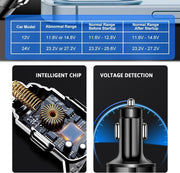 6-Port Fast Car Charger | 66W USB + Type-C Adapter with LED Display | QC3.0 + PD