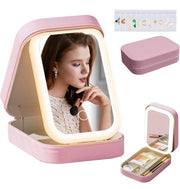 Portable LED Makeup Mirror Box with 3-Color Light