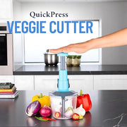 Hand-press vegetable and fruit chopper