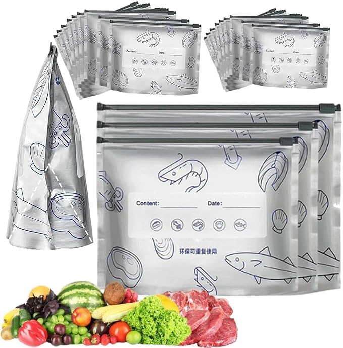 Reusable Foil Zip Lock Vacuum Food Storage Bag (Pack of 10)