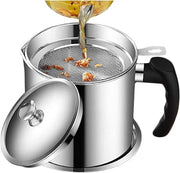 Stainless Steel Oil Filter Pot with Removable Mesh Strainer