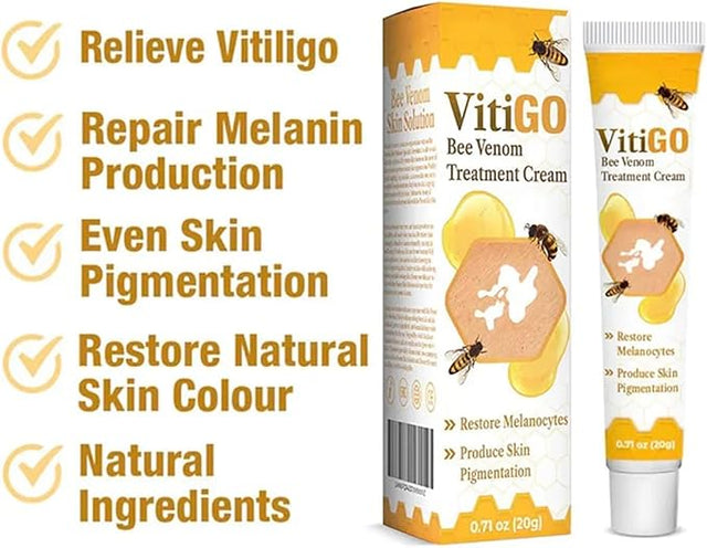 New Vitigo Bee Venom Treatment Cream For Skin and Rashes for All Skin Types Vitigo Been Venom Treatment Cream Treatment for Radiant Healthy Skin, 100g - (Pack 2)