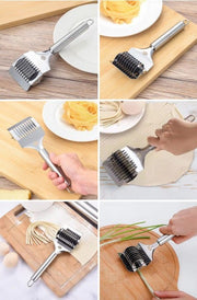Stainless Steel Noodle Lattice Roller Dough Cutter Pasta Spaghetti Maker