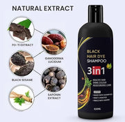 New 3 in 1 Dye Instant Black Hair Shampoo for Women & Men Organic Shampoo Herbal 3 in 1 Dye Instant Black 100% Coverage Hair color shampoo
