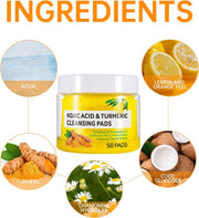 50 Pcs Turmeric Cleansing Pads,Kojic Acid and Turmeric Cleansing Pads