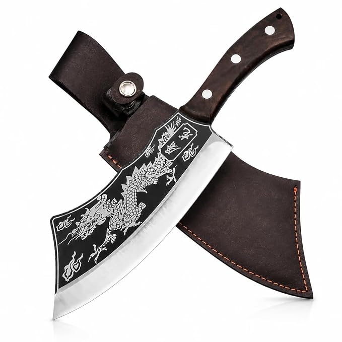 Kitchen Meat Cleaver Knife with Wooden Handle