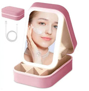 Portable LED Makeup Mirror Box with 3-Color Light