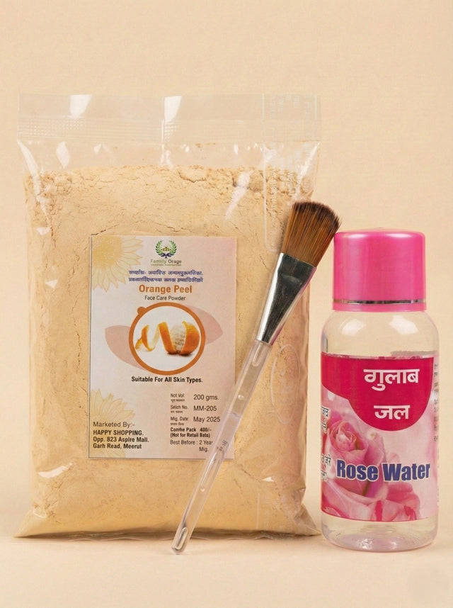 Orange Peel Face Pack with Rose Water & Brush