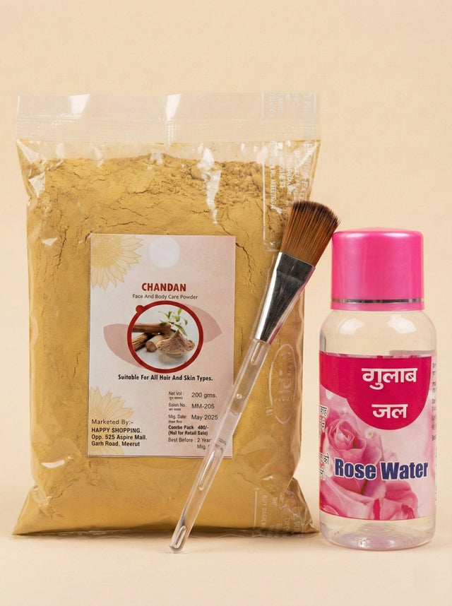 Chandan Face Pack with Rose Water & Brush