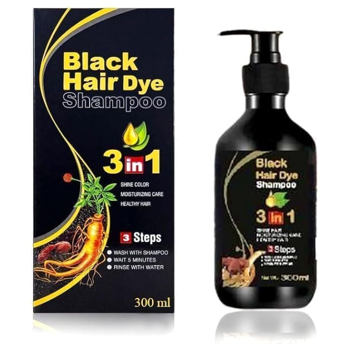 3 in 1 Dye Instant Black Hair Shampoo (Pack of 2)