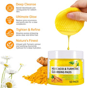 50 Pcs Turmeric Cleansing Pads,Kojic Acid and Turmeric Cleansing Pads