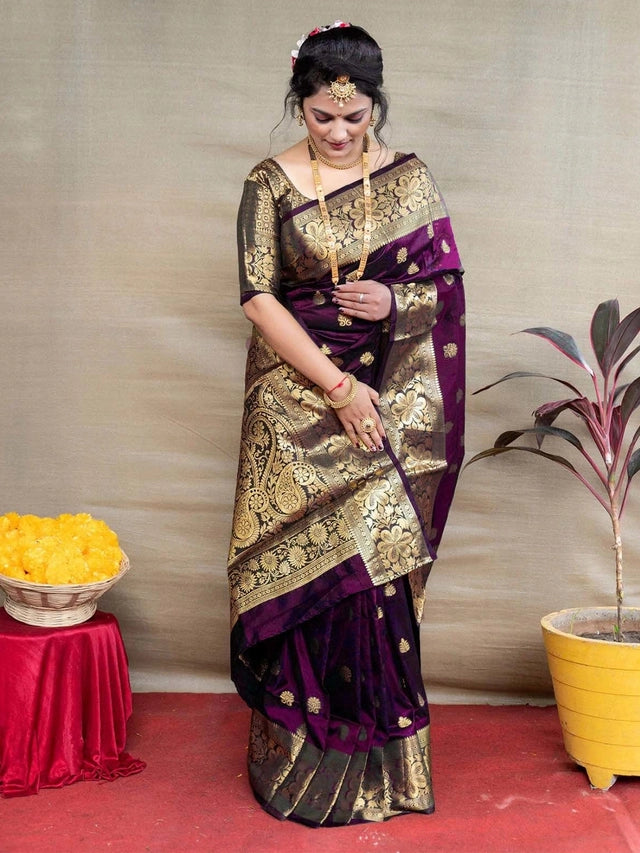 Banarasi Silk Embellished Saree for Women (Sea Green, 6.3 m)