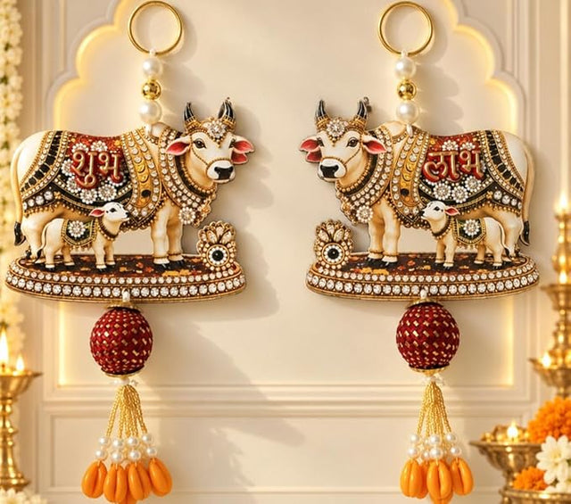 Designer Cow & Calf Wall Hanging Keychain Set