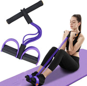 Elastic Pull Rope,6 Tube Sit-ups Strength Trainer with Foot Pedal