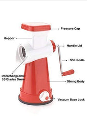 Plastic Stainless Steel 4 in 1 Multi-Functional Drum Rotary Vegetable Cutter