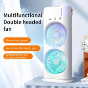 Portable Fan Double Ended Spray Fan Desk Fan with Cooler USB Rechargeable Mini Desktop Table Cooling Fan