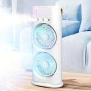 Portable Fan Double Ended Spray Fan Desk Fan with Cooler USB Rechargeable Mini Desktop Table Cooling Fan