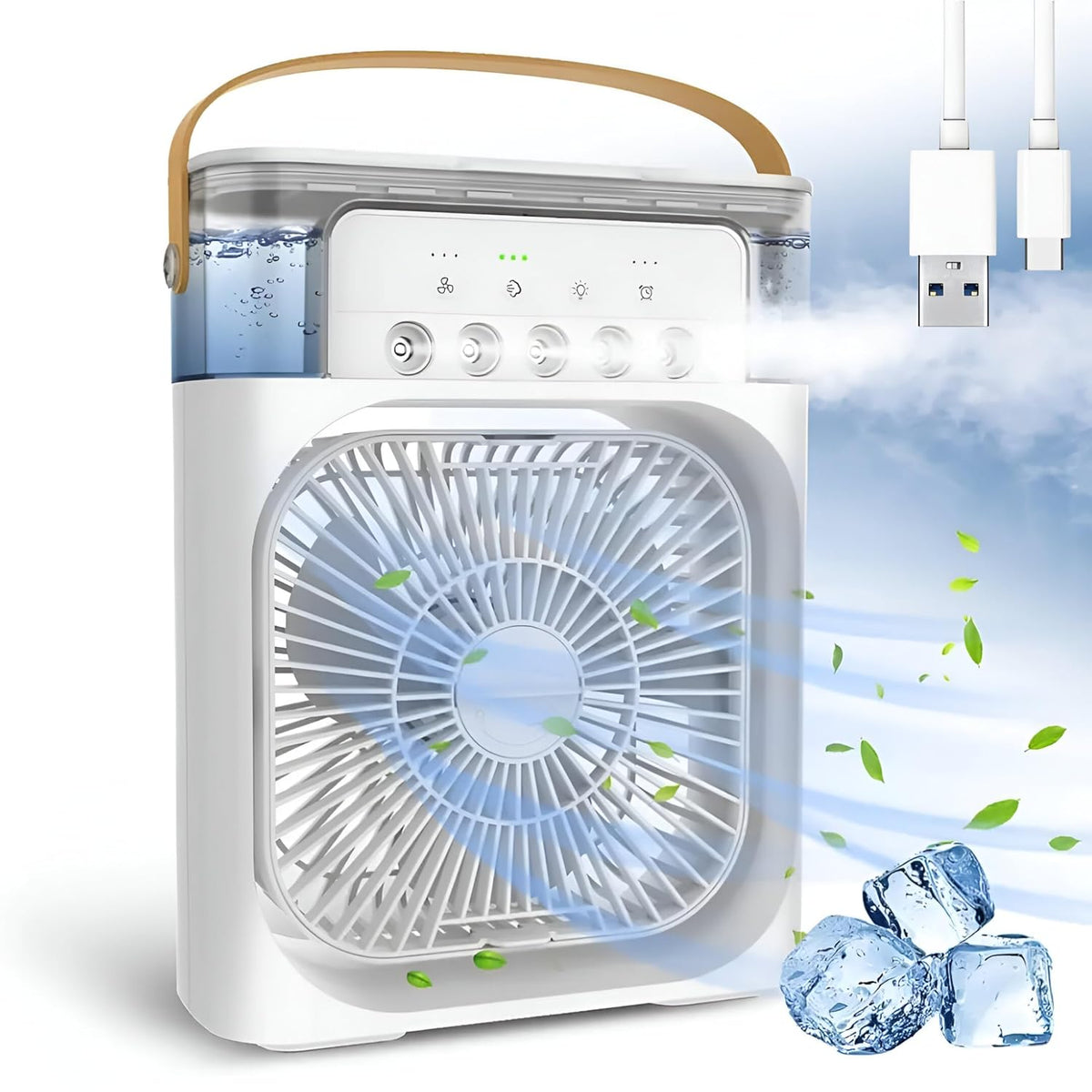 Portable Humidifier Air Cooler Mist Fan Mini Table Fan for Home