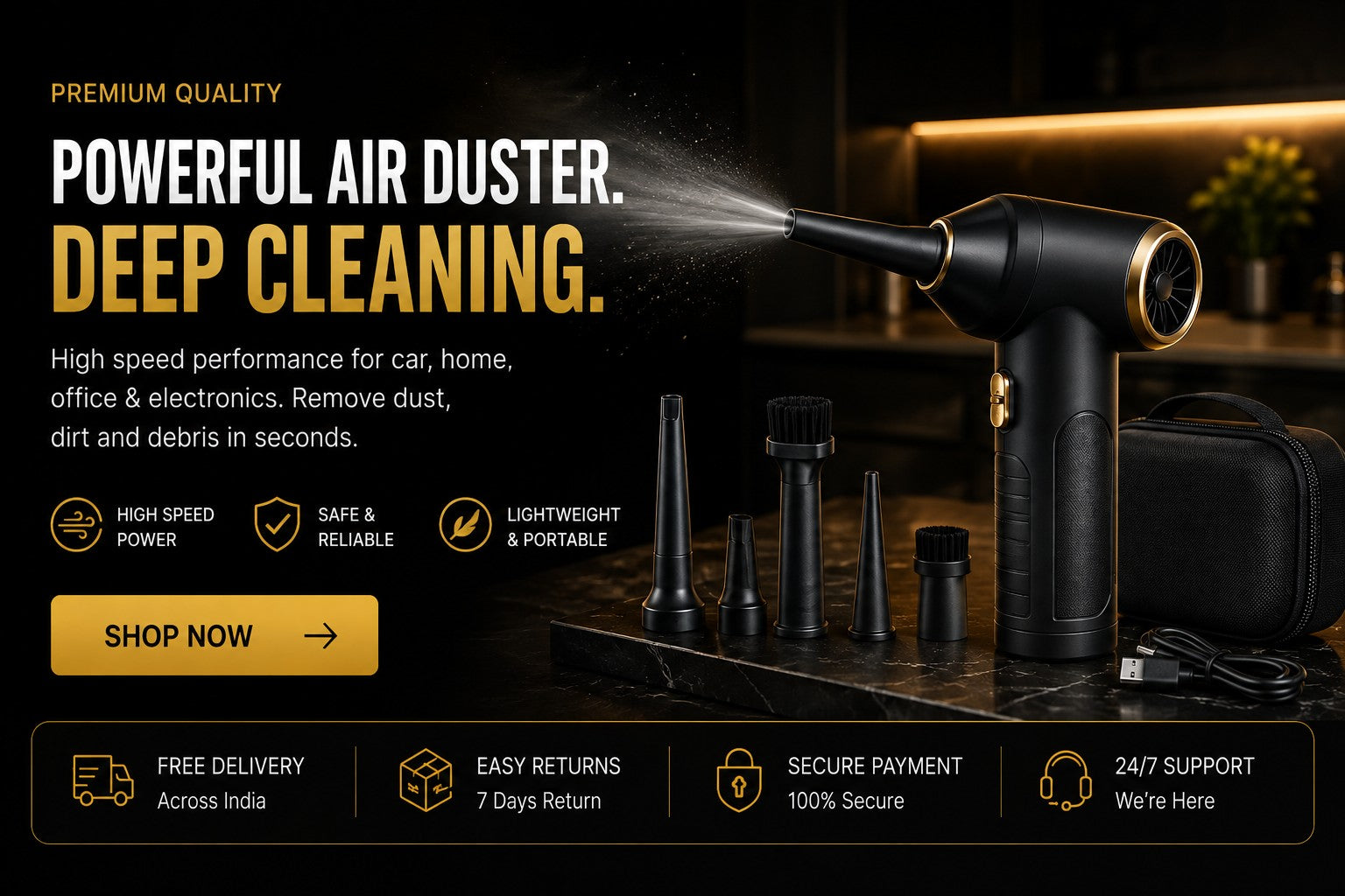 Powerful Air Duster. Deep Cleaning.