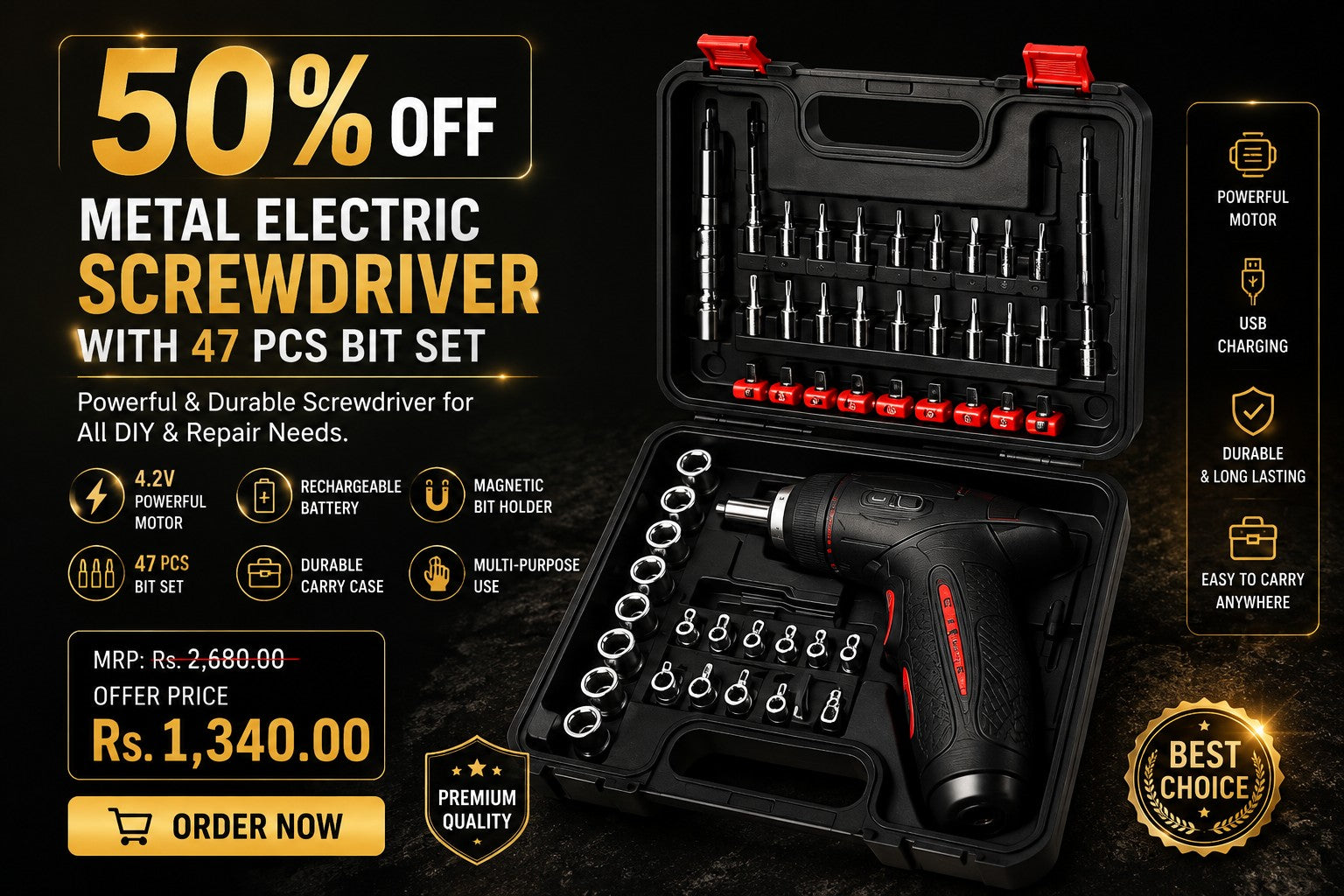 Metal Electric Screwdriver 47 Pcs